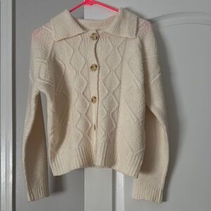 Pink Rose Cream Cable Knit Cardigan